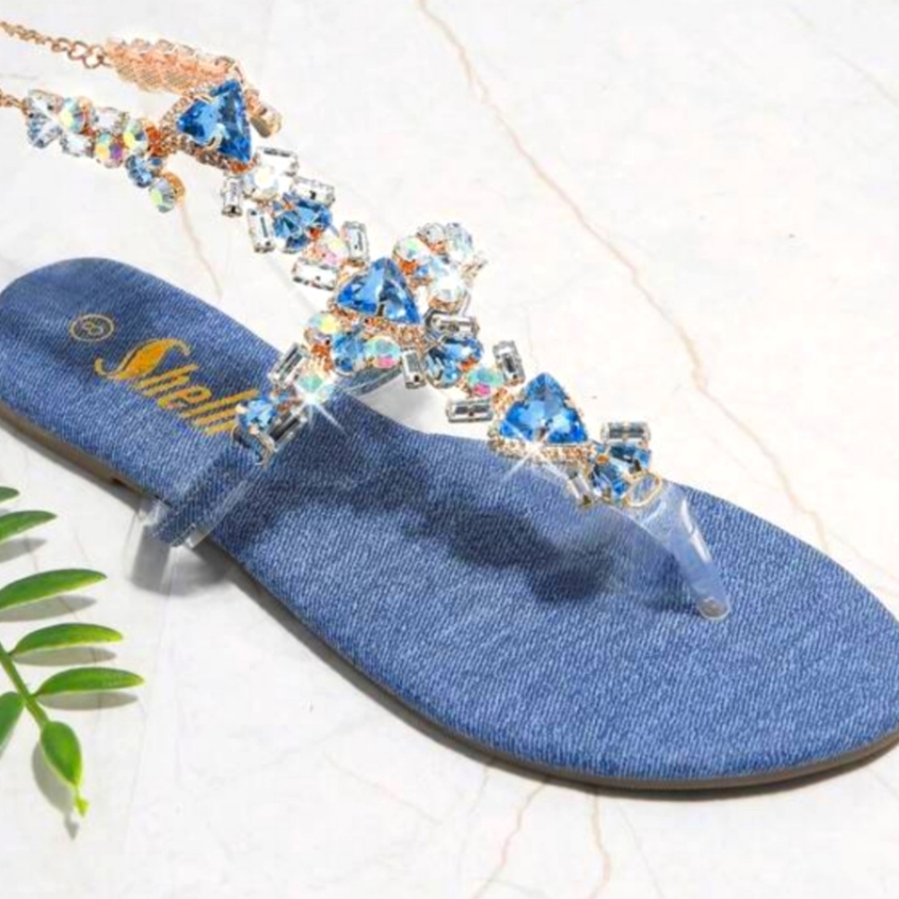 Rhinestone thong sandals